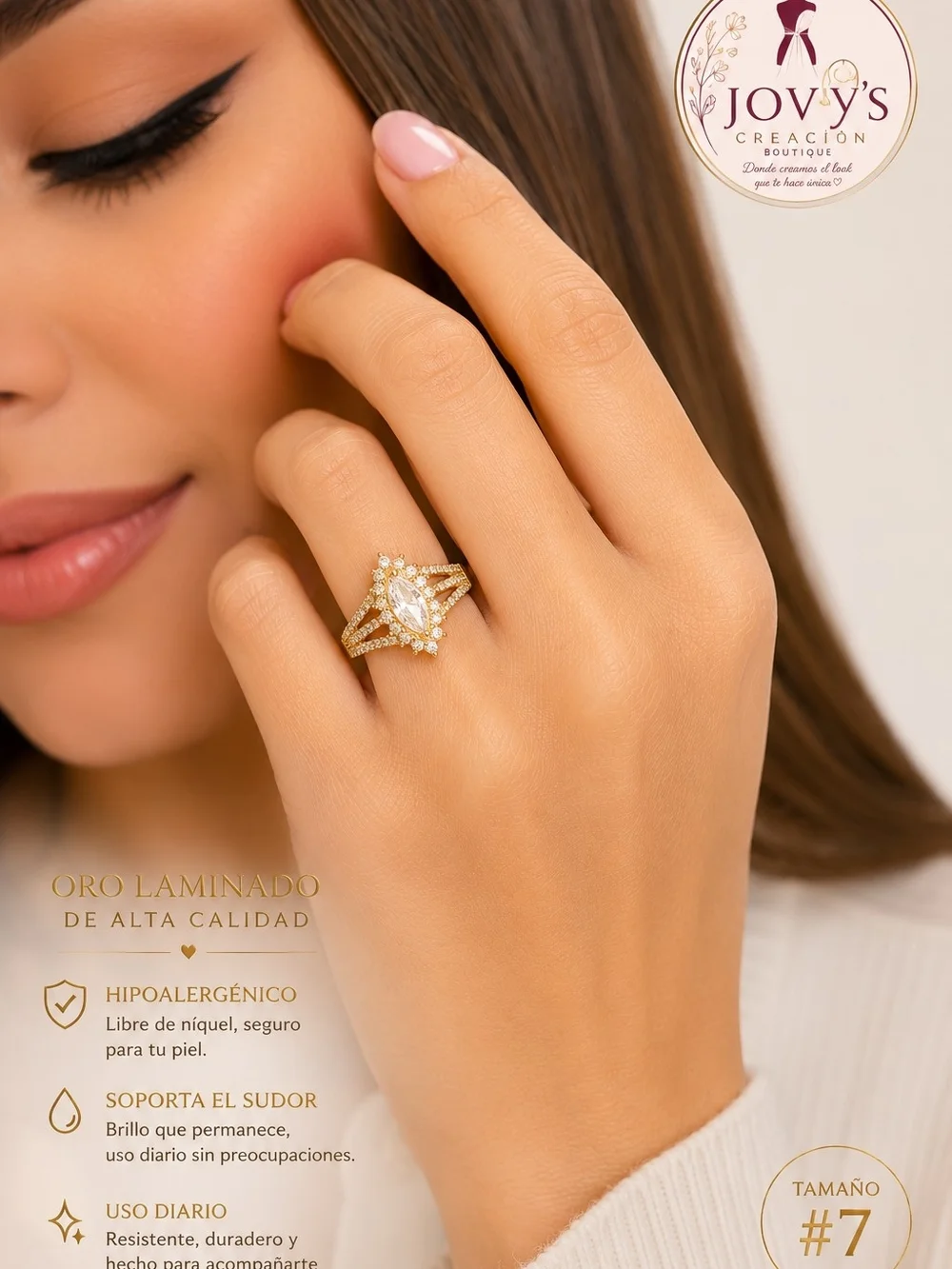 14K Gold Laminated Marquise Ring – New, High Quality ✨